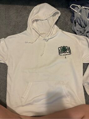 Ron Jon Cocoa Beach White Pullover Hoodie with Palm Logo